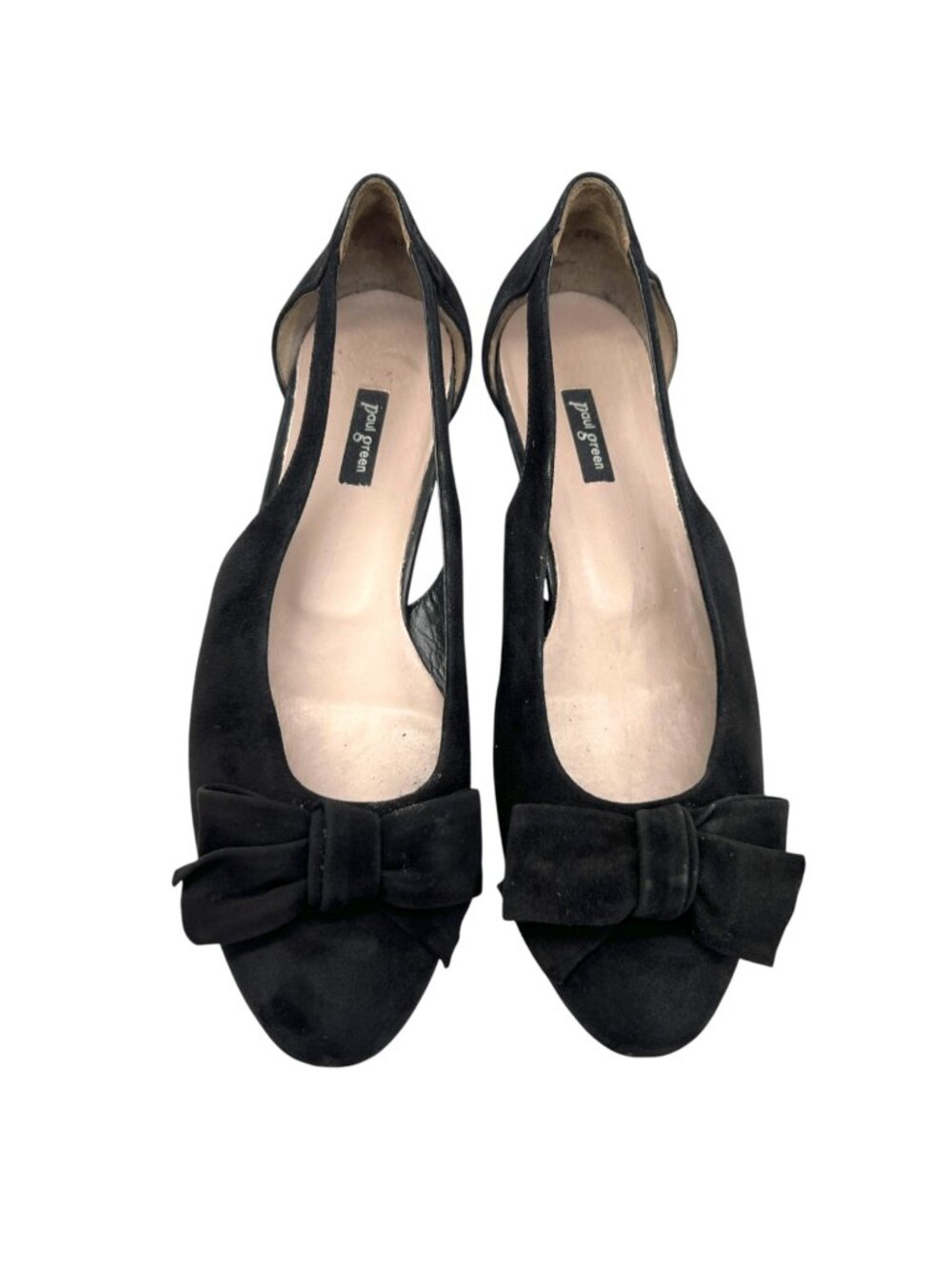 Paul Green Black Suede Flats Bow Detail Balletcore Coquette Size 7 UK 9.5 US